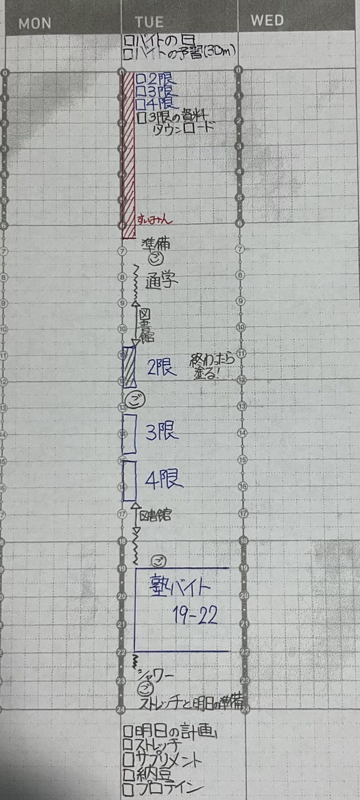 僕の実際の手帳の使い方の画像